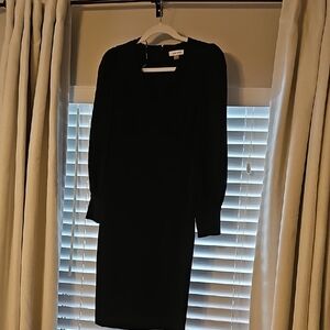 Calvin Klein Black Sheath Dress with Bishop Sleeves